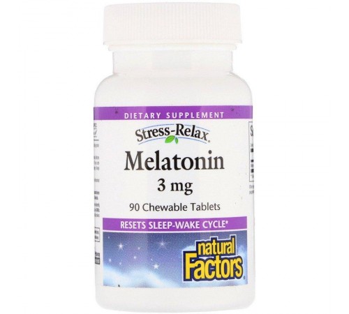 Мелатонін, Melatonin, Natural Factors, 3 мг, 90 таблеток