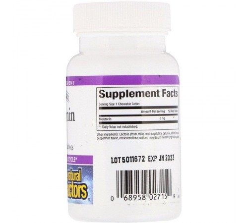 Мелатонін, Melatonin, Natural Factors, 3 мг, 90 таблеток