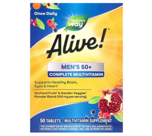 Мультивитамины для мужчин от 50 лет, Alive! Men's 50+, Nature's Way, 50 таблеток