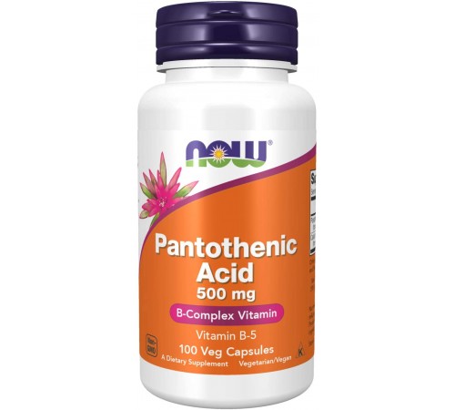 Пантотеновая кислота, Pantothenic Acid, Now Foods, 500 мг, 100 вегетарианских капсул