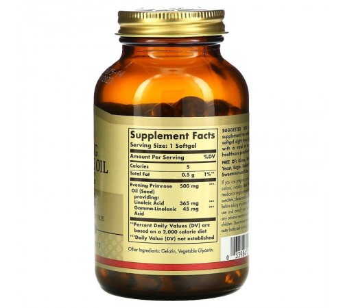 Масло вечерней примулы, Evening Primrose Oil, Solgar, 500 мг, 180 капсул