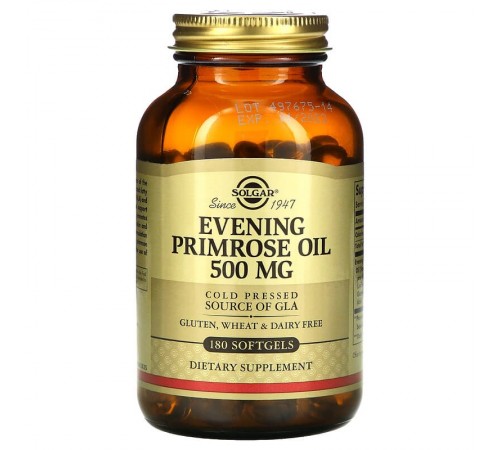 Масло вечерней примулы, Evening Primrose Oil, Solgar, 500 мг, 180 капсул