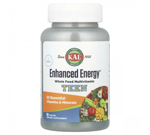 Мультивитамины для подростков, Enhanced Energy For TEEN, KAL, 60 таблеток