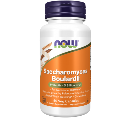 Сахароміцети Буларді, Saccharomyces Boulardii, Now Foods, 5 млрд. КУО, 60 вегетаріанських капсул