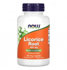 Корень солодки (Licorice Root), Now Foods, 450 мг, 100 вегетарианских капсул