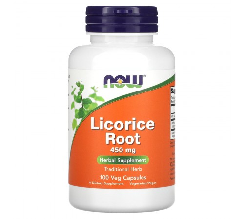 Корень солодки (Licorice Root), Now Foods, 450 мг, 100 вегетарианских капсул