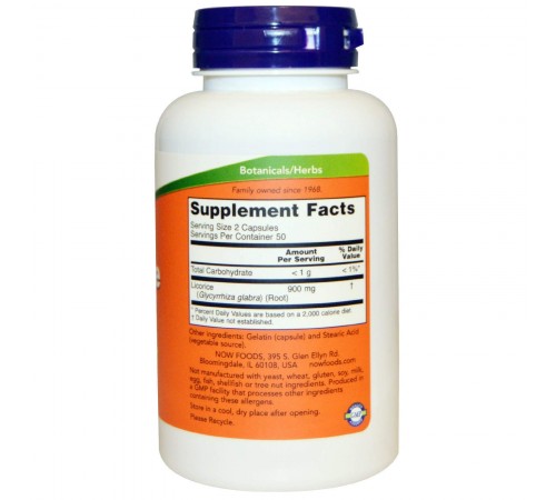 Корень солодки (Licorice Root), Now Foods, 450 мг, 100 вегетарианских капсул