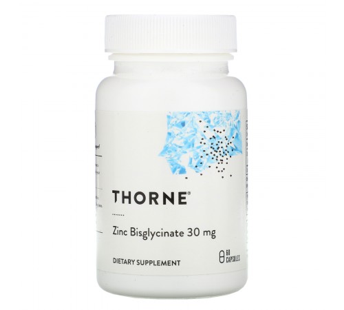 Бисглицинат цинка, Zinc Bisglycinate, Thorne Research, 30 мг, 60 капсул