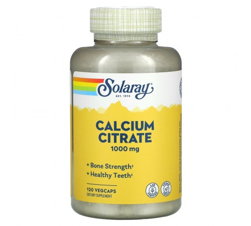 Цитрат кальция, Calcium Citrate, Solaray, 1000 мг, 120 капсул