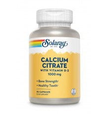 Цитрат кальция с витамином Д3, Calcium Citrate with D-3, Solaray 1000 мг, 90 капсул