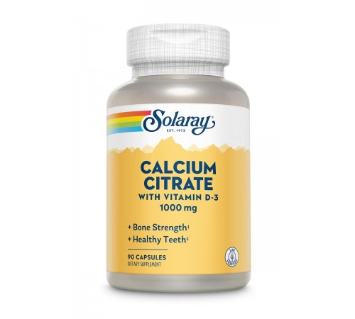 Цитрат кальция с витамином Д3, Calcium Citrate with D-3, Solaray 1000 мг, 90 капсул Цитрат кальция с витамином Д3, Calcium Citrate with D-3, Solaray 1000 мг, 90 капсул